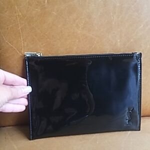 YSL Yves Saint Laurent Black Patent Leather Cosmetic Clutch Bag